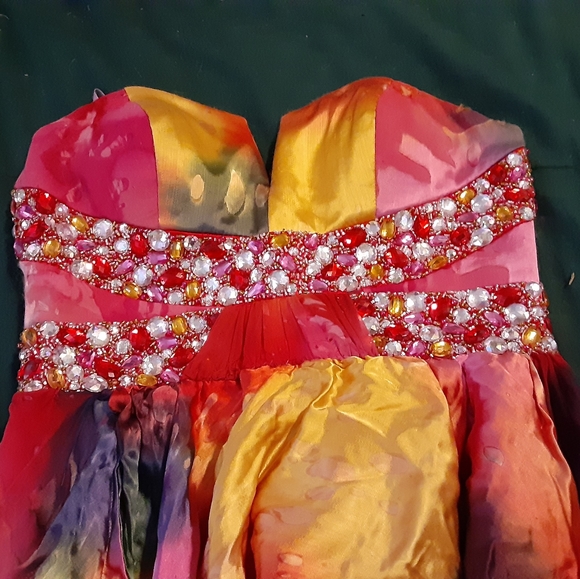 Rainbow Strapless Short Blush Prom Formal Dress - Picture 6 of 8